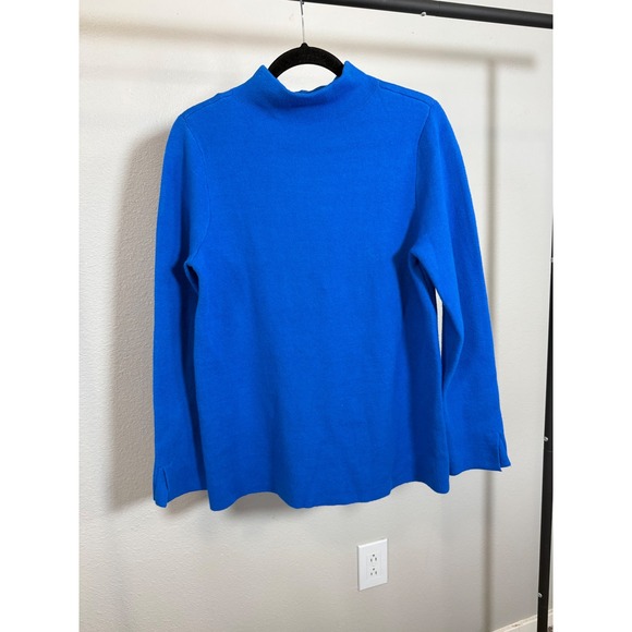 J. Jill Sweaters - J.‎ Jill Womens Royal Blue Mock Neck Cotton Blend Knit Sweater Size M